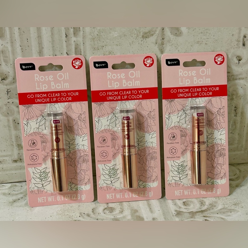 3 BPure Tinted Rose Oil Lip Balm